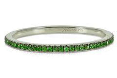 Micro Pavé Tsavorite Garnet Eternity Band-  18K White Gold
