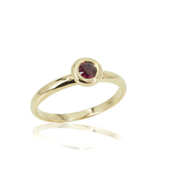 0.34 cts Bezel-Set Solitaire Ruby Ring - 14K Yellow Gold