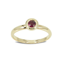 0.34 cts Bezel-Set Solitaire Ruby Ring - 14K Yellow Gold