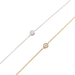 Pear Shaped Solitaire Bezel-set Diamond Bracelet - 18K Gold