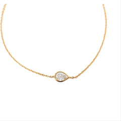 Pear Shaped Solitaire Bezel-set Diamond Bracelet - 18K Gold