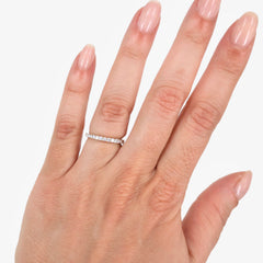 Half-eternity Diamond Wedding Band - 18K White Gold - Stacking Band - 1.9mm
