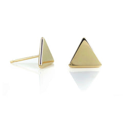 14K Yellow Gold Triangle Stud Earrings