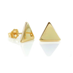 14K Yellow Gold Triangle Stud Earrings