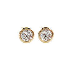 14K Yellow Gold Round-Cut Solitaire Diamond Stud Earrings - 0.22 ctw
