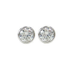 14K White Gold Round-Cut Solitaire Diamond Stud Earrings - 0.22 ctw