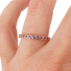 18K White Gold Amethyst Bezel-set Bubble Eternity Band - 2.2mm