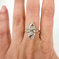 Vintage Diamonds 18K Marquise Shaped Ladies Cocktail Ring
