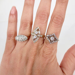 Vintage Diamonds 18K Marquise Shaped Ladies Cocktail Ring