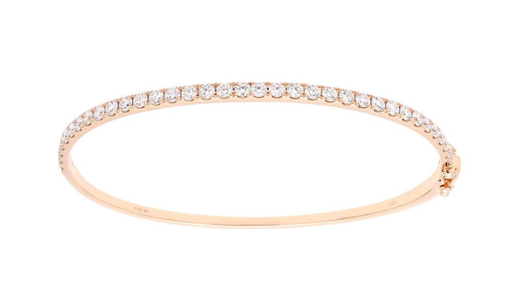 18K Rose Gold Natural Diamond Hinged Bangle Bracelet