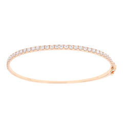 18K White Gold Natural Diamond Hinged Bangle Bracelet / Oval Shaped Diamond Bangle
