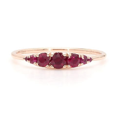 14K Gold Seven Stones Graduated Ruby Ring