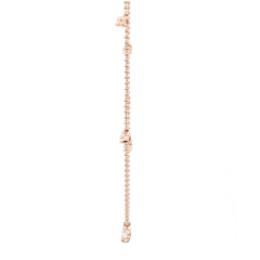18K Gold Dangling Diamonds Charm Beaded Necklace / Diamond Necklace