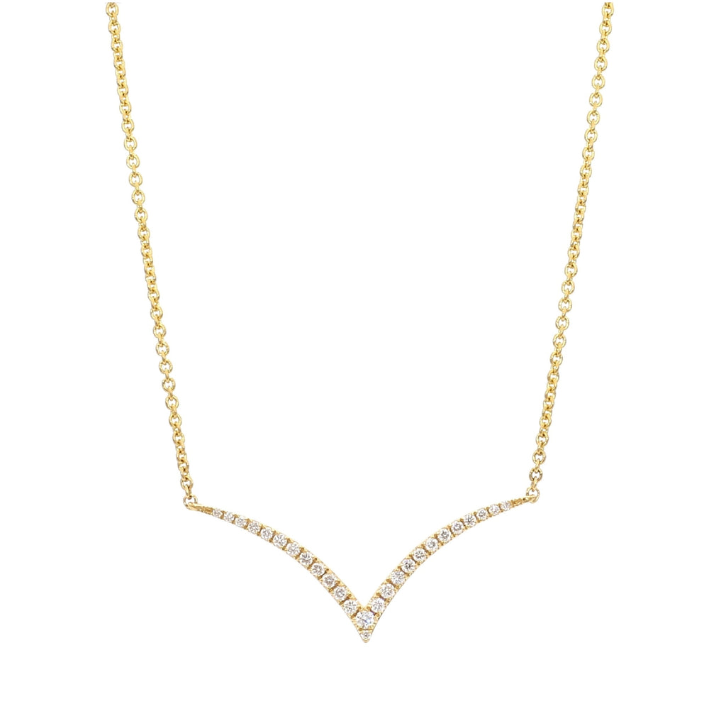 18K Gold Diamond Pavé Chevron Necklace - Pendant