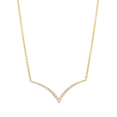 18K Gold Diamond Pavé Chevron Necklace - Pendant
