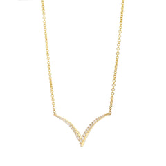 18K Gold Diamond Pavé Chevron Necklace - Pendant