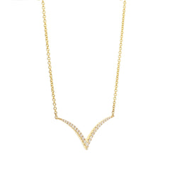 18K Gold Diamond Pavé Chevron Necklace - Pendant