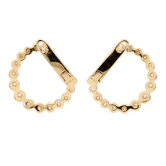 18K Yellow Gold Diamond Circular Front-Facing Hoop Earrings