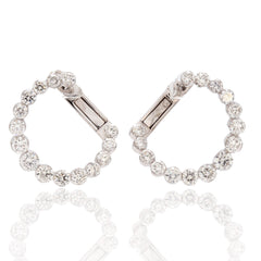 18K Yellow Gold Diamond Circular Front-Facing Hoop Earrings