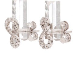 18K White Gold Diamond Infinity Stud Earrings
