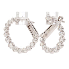 18K Yellow Gold Diamond Circular Front-Facing Hoop Earrings
