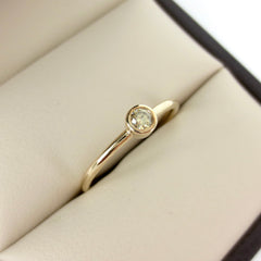 0.07 cts Bezel-Set Solitaire Yellow Diamond Ring - 14K Yellow Gold