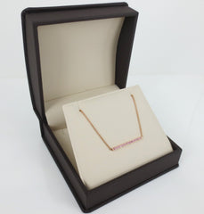 Light Pink Sapphire Mini Bar Necklace - 18K Rose Gold