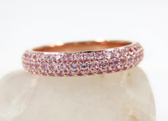 Three Row Pavé Light Pink Sapphires Eternity Band -18K Rose Gold