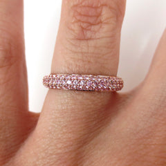 Three Row Pavé Light Pink Sapphires Eternity Band -18K Rose Gold