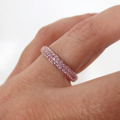 Three Row Pavé Light Pink Sapphires Eternity Band -18K Rose Gold