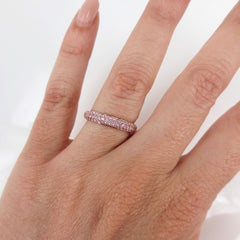 Three Row Pavé Light Pink Sapphires Eternity Band -18K Rose Gold