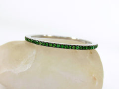 Micro Pavé Tsavorite Garnet Eternity Band-  18K White Gold