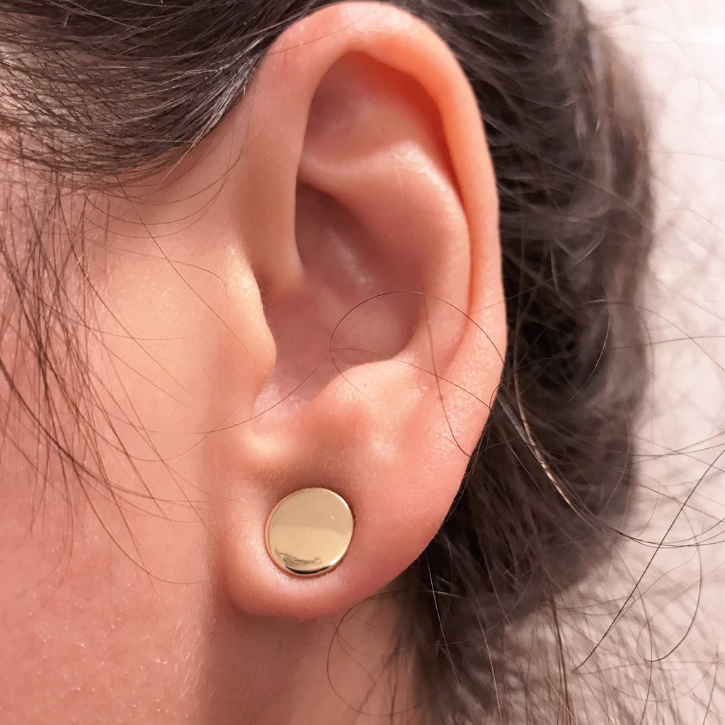 Gold disc earrings stud shop