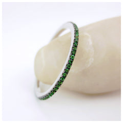 Micro Pavé Tsavorite Garnet Eternity Band-  18K White Gold