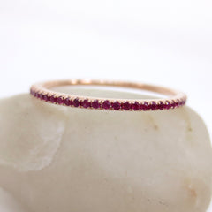Micro Pavé Ruby Eternity Band - 18K Rose Gold