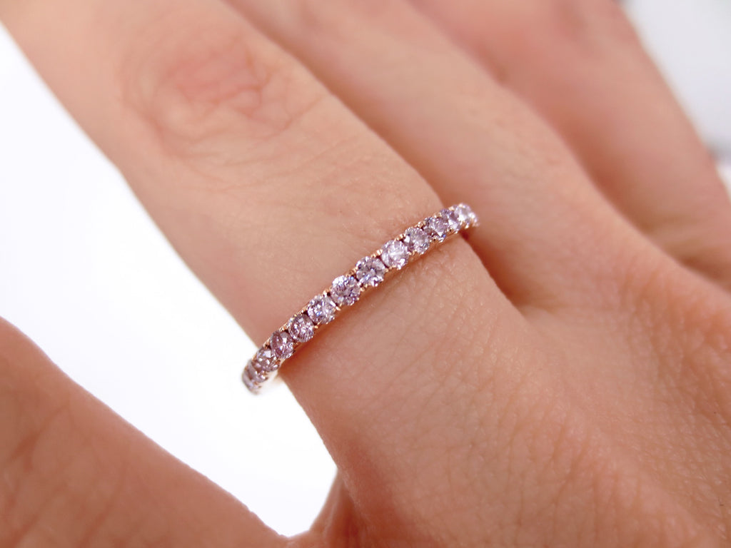 Pink diamond wedding band white gold Clearance