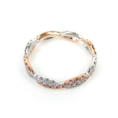 Infinity Twist Pavé-Set Diamond & Pink Diamond Eternity Wedding Band