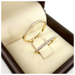 Micro pavé Diamond Double Row dome Band Ring - 18K  Yellow Gold