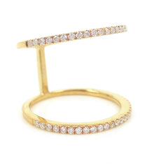 Micro pavé Diamond Double Band Ring - 18K  Yellow Gold