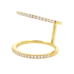 Micro pavé Diamond Double Band Ring - 18K  Yellow Gold