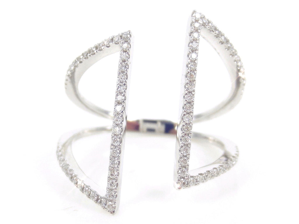 Micro Pave Diamond Open Geometric 18k White Gold  Ring - 0.26cts T.W