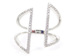 Micro Pave Diamond Open Geometric 18k White Gold  Ring - 0.26cts T.W