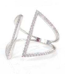 Micro Pave Diamond Open Geometric 18k White Gold  Ring - 0.26cts T.W