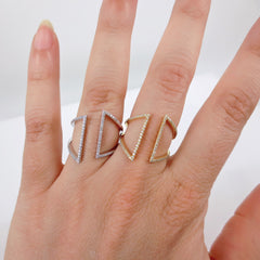 Micro pavé Diamond Open Geometric 18K Yellow Gold Ring