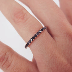 Black Diamond Eternity Band set - 18K Rose Gold