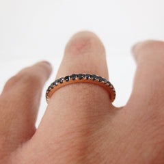 Black Diamond Eternity Band set - 18K Rose Gold