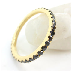 Black Diamond Eternity Band set - 18K Yellow Gold