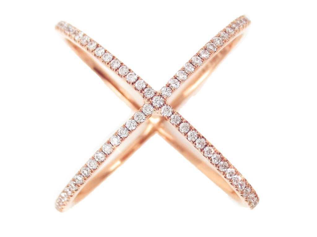 Micro Pavé Diamond Criss-Cross X Ring - 18K Rose Gold – Zina Tahiri, Inc