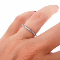 18K White Gold Sky Blue Topaz Eternity Band - 1.4mm