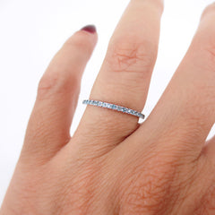18K White Gold Sky Blue Topaz Eternity Band - 1.4mm